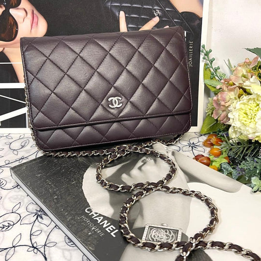 Chanel Chain Wallet Quilted Brown