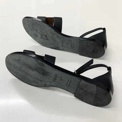 Hermes Santorini Leather Strap Flat Sandals Black — view 6