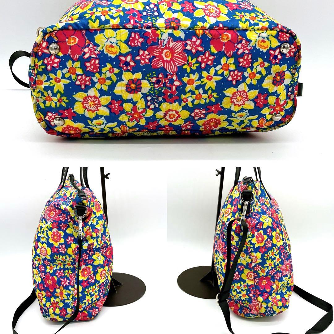 Prada 2-way Bag Floral Print Logo Plate Tote Bag Nylon