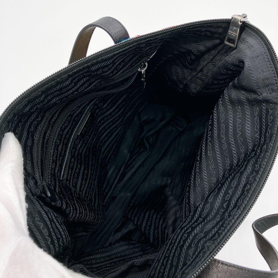 Prada 2-way Bag Floral Print Logo Plate Tote Bag Nylon