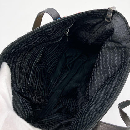 Prada 2-way Bag Floral Print Logo Plate Tote Bag Nylon