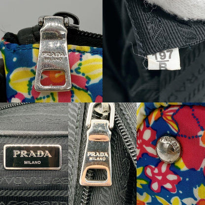 Prada 2-way Bag Floral Print Logo Plate Tote Bag Nylon