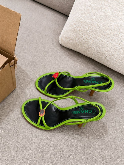 Chanel Ladybug Sandals Green Vintage — view 2
