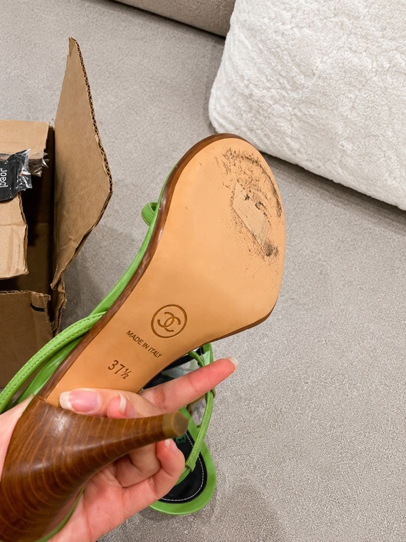 Chanel Ladybug Sandals Green Vintage — view 3