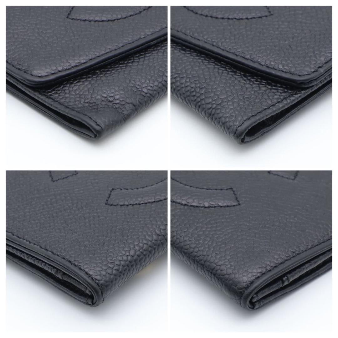 Chanel Jumbo CC Logo Bifold Wallet Caviar Leather Black — view 8