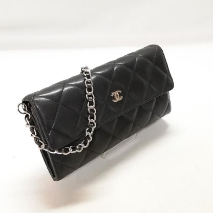 Chanel Lambskin Quilted Wallet Black Silver — view 2