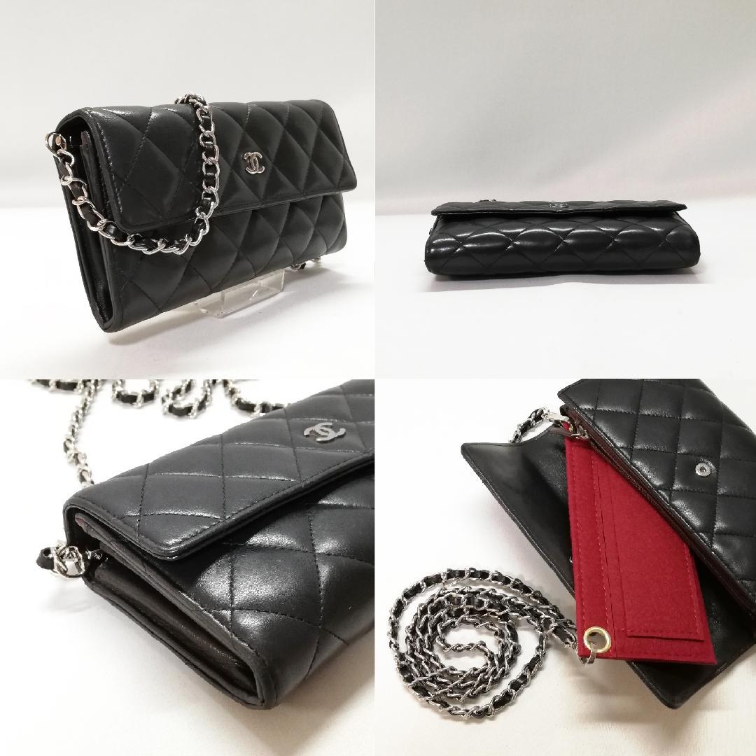 Chanel Lambskin Quilted Wallet Black Silver — view 3