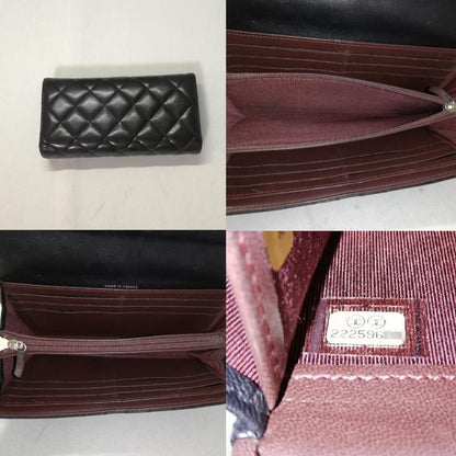 Chanel Lambskin Quilted Wallet Black Silver — view 4