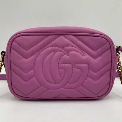 Gucci GG Marmont Leather Chain Shoulder Bag Pink — view 4