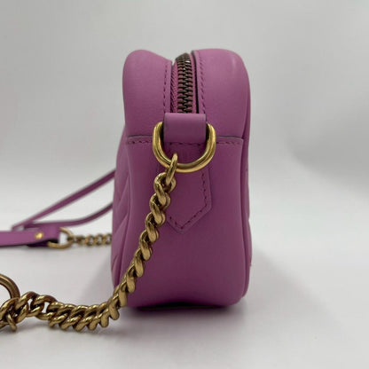 Gucci GG Marmont Leather Chain Shoulder Bag Pink — view 6