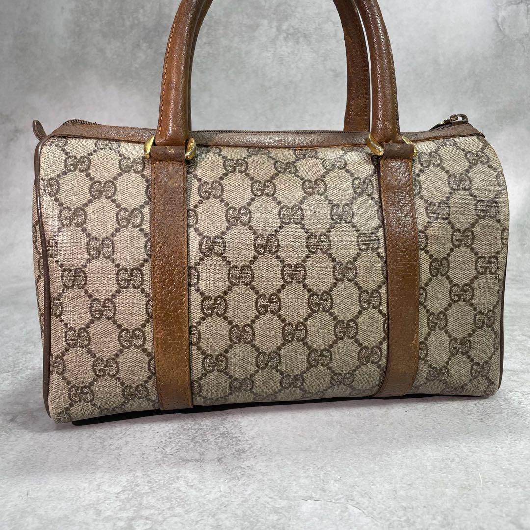 Gucci GG Sherry Line Boston Bag Brown Leather Logo — view 3