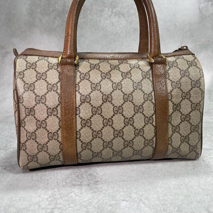 Gucci GG Sherry Line Boston Bag Brown Leather Logo — view 3