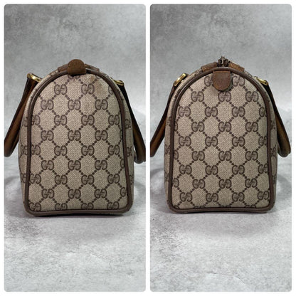 Gucci GG Sherry Line Boston Bag Brown Leather Logo — view 7