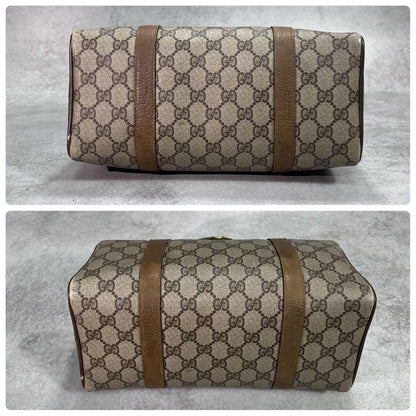 Gucci GG Sherry Line Boston Bag Brown Leather Logo — view 8