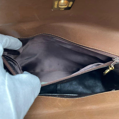 Chanel Lambskin Quilted Shoulder Bag CC Logo Brown — view 9