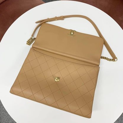 Chanel Quilted Turnlock CC Logo Leather Shoulder — view 6