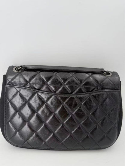 Chanel Leather Wool Felt Quilted Flap Bag — view 2