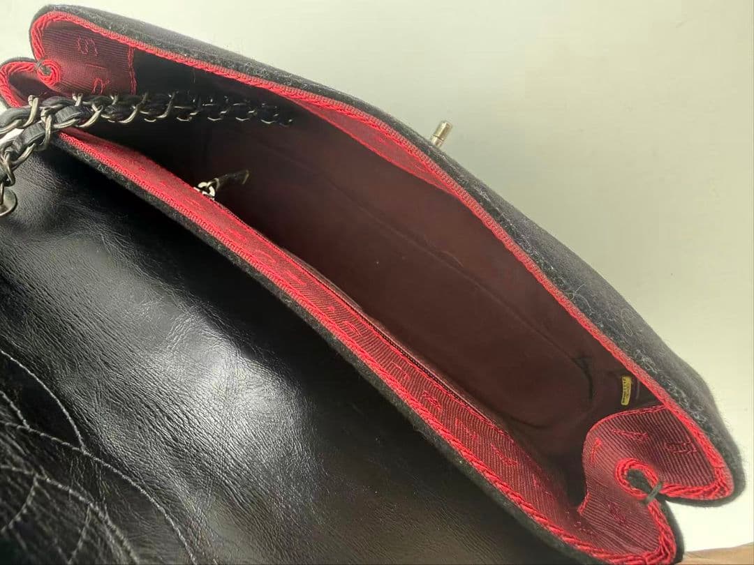 Chanel Leather Wool Felt Quilted Flap Bag — view 5