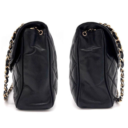 Chanel Quilted Chain Shoulder Bag Lambskin Black CC Logo — view 5