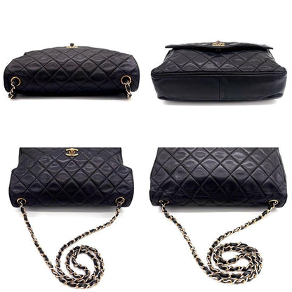 Chanel Quilted Chain Shoulder Bag Lambskin Black CC Logo — view 6