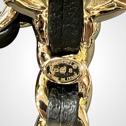 Chanel Chain Leather Turnlock Hoop Earrings I_129