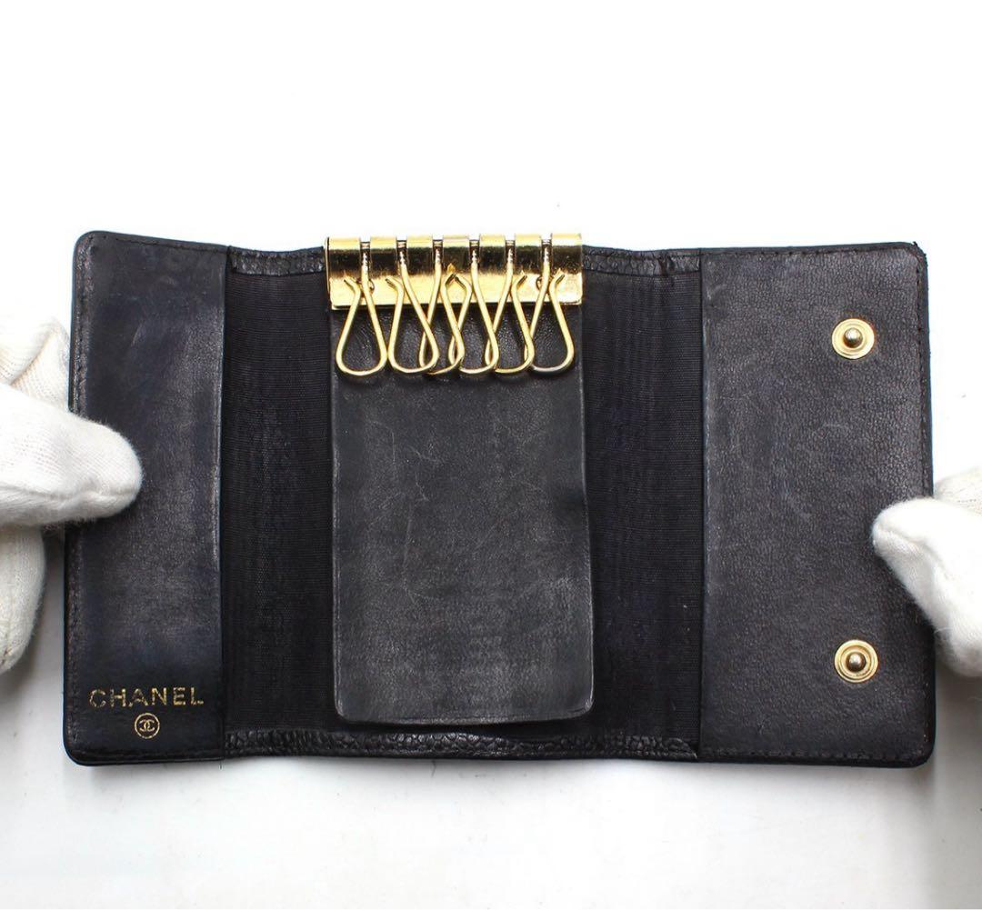 Chanel Coco Mark Caviar Skin 6-ring Key Case