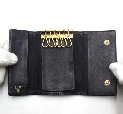 Chanel Coco Mark Caviar Skin 6-ring Key Case