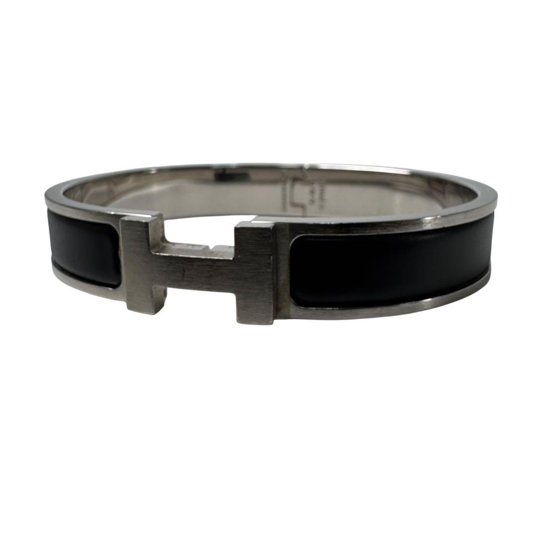 Hermes Click Bracelet Black Silver Large
