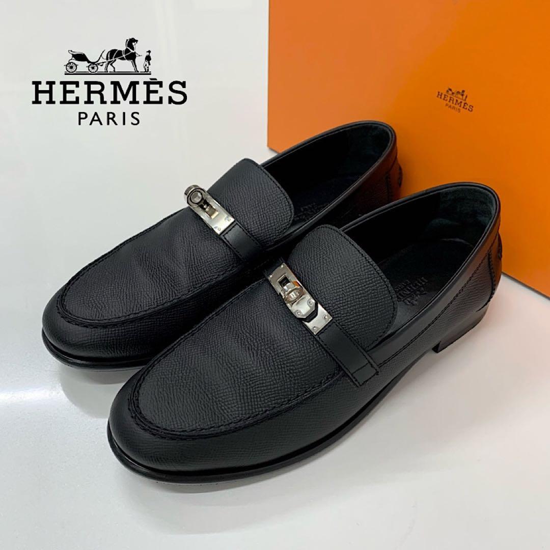 Hermes Destin Leather Kelly Loafers Black