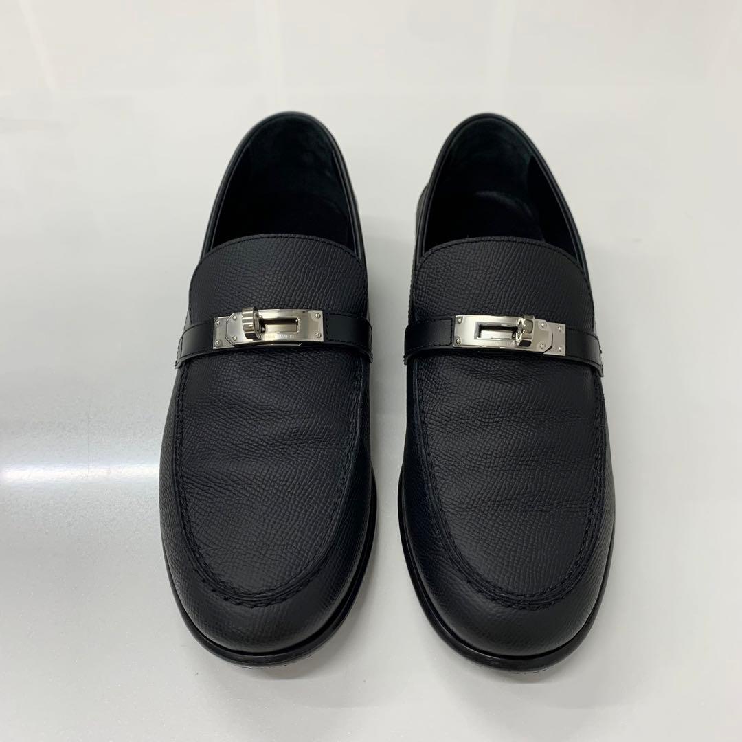 Hermes Destin Leather Kelly Loafers Black — view 2