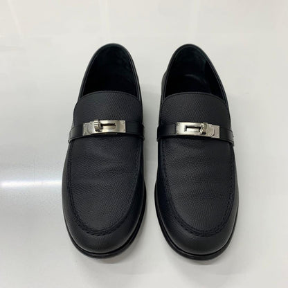 Hermes Destin Leather Kelly Loafers Black — view 2