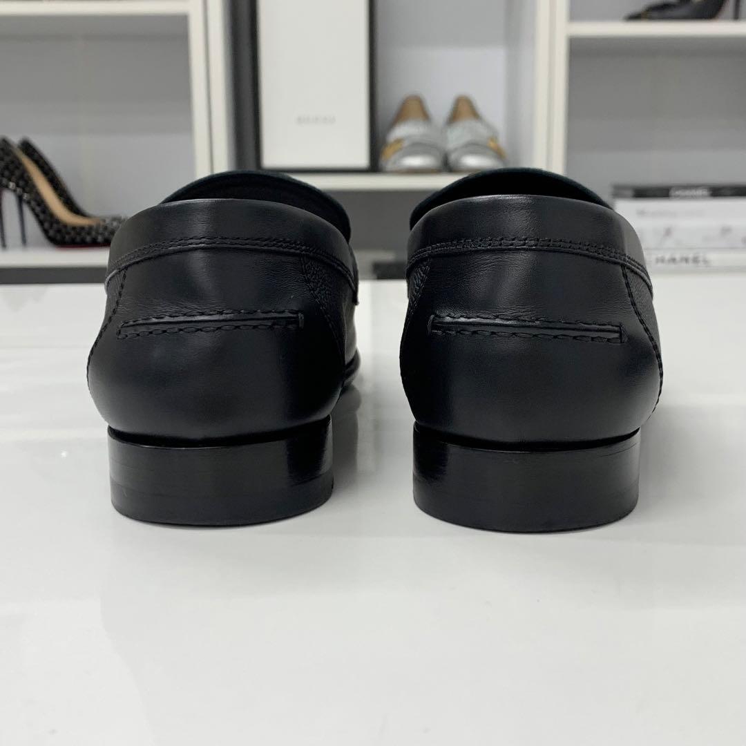 Hermes Destin Leather Kelly Loafers Black — view 5