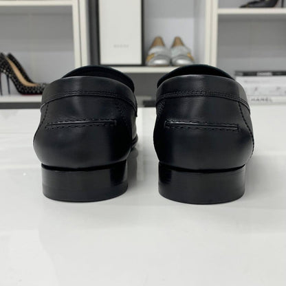 Hermes Destin Leather Kelly Loafers Black — view 5