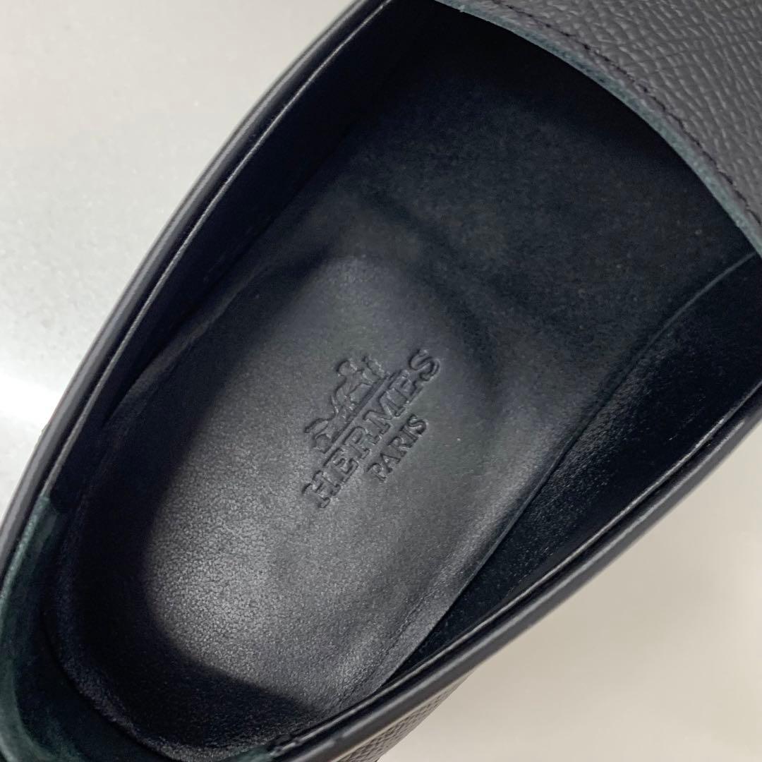 Hermes Destin Leather Kelly Loafers Black — view 7