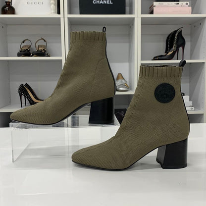 Hermes Vert 60 Fabric Leather Ex-Libris Boots — view 2