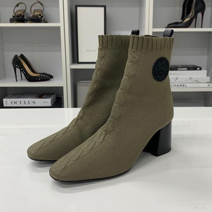 Hermes Vert 60 Fabric Leather Ex-Libris Boots — view 3