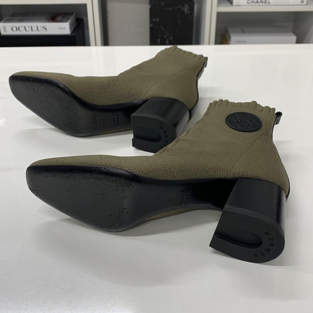 Hermes Vert 60 Fabric Leather Ex-Libris Boots — view 7