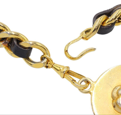 Chanel Camellia Motif Leather Chain Belt