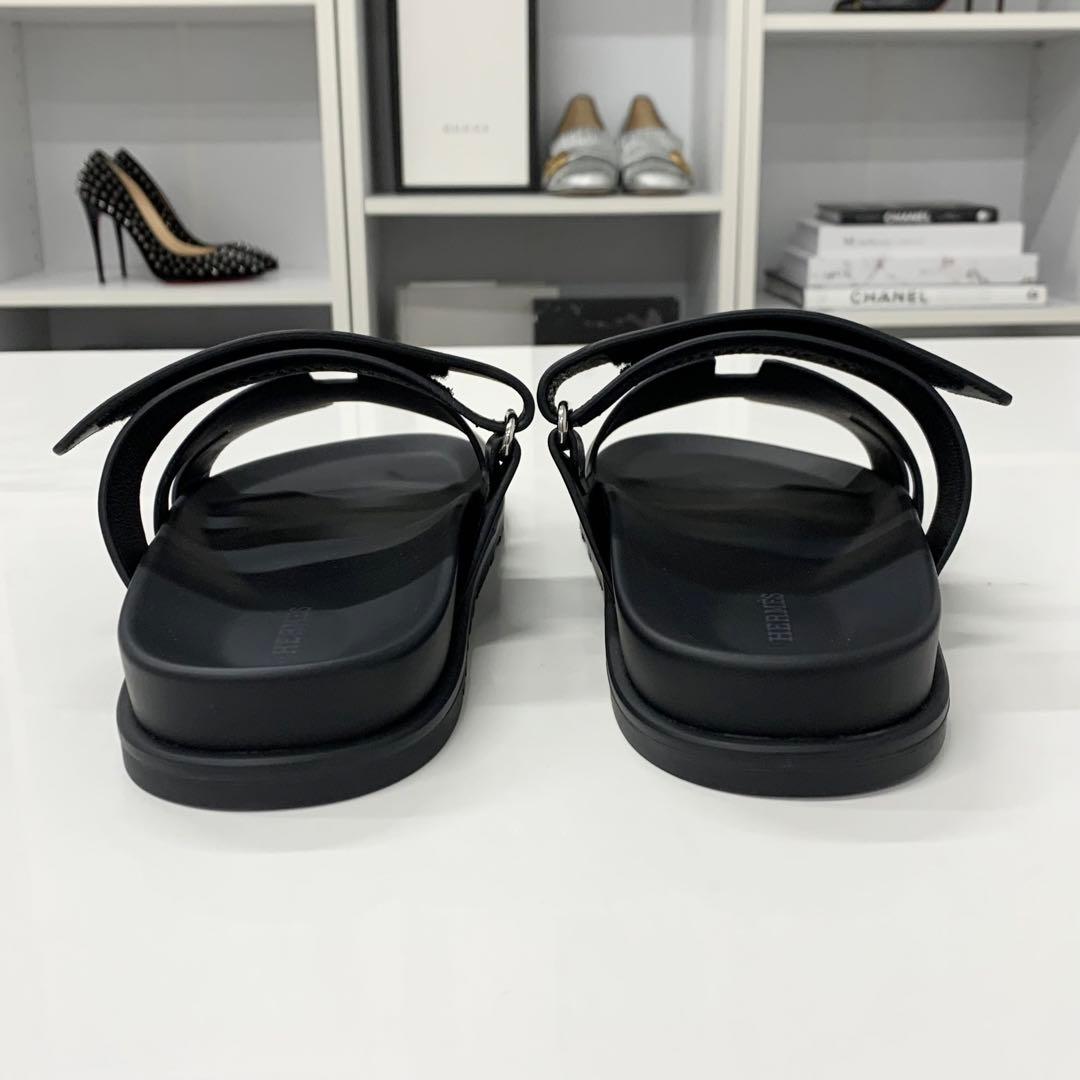 Hermes Chypre Leather Velcro Strap Flat Sandals — view 5