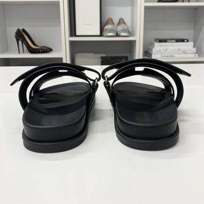 Hermes Chypre Leather Velcro Strap Flat Sandals — view 5