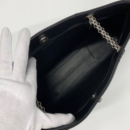 Chanel Caviar Leather CC Logo Chain Tote Black