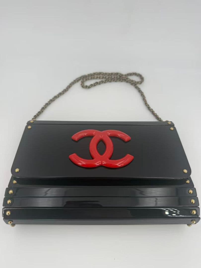 Chanel Acrylic Flap Bag Black Red CC — view 2