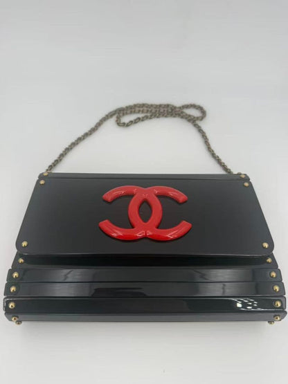 Chanel Acrylic Flap Bag Black Red CC — view 2