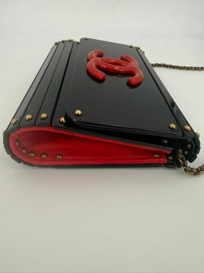 Chanel Acrylic Flap Bag Black Red CC — view 6