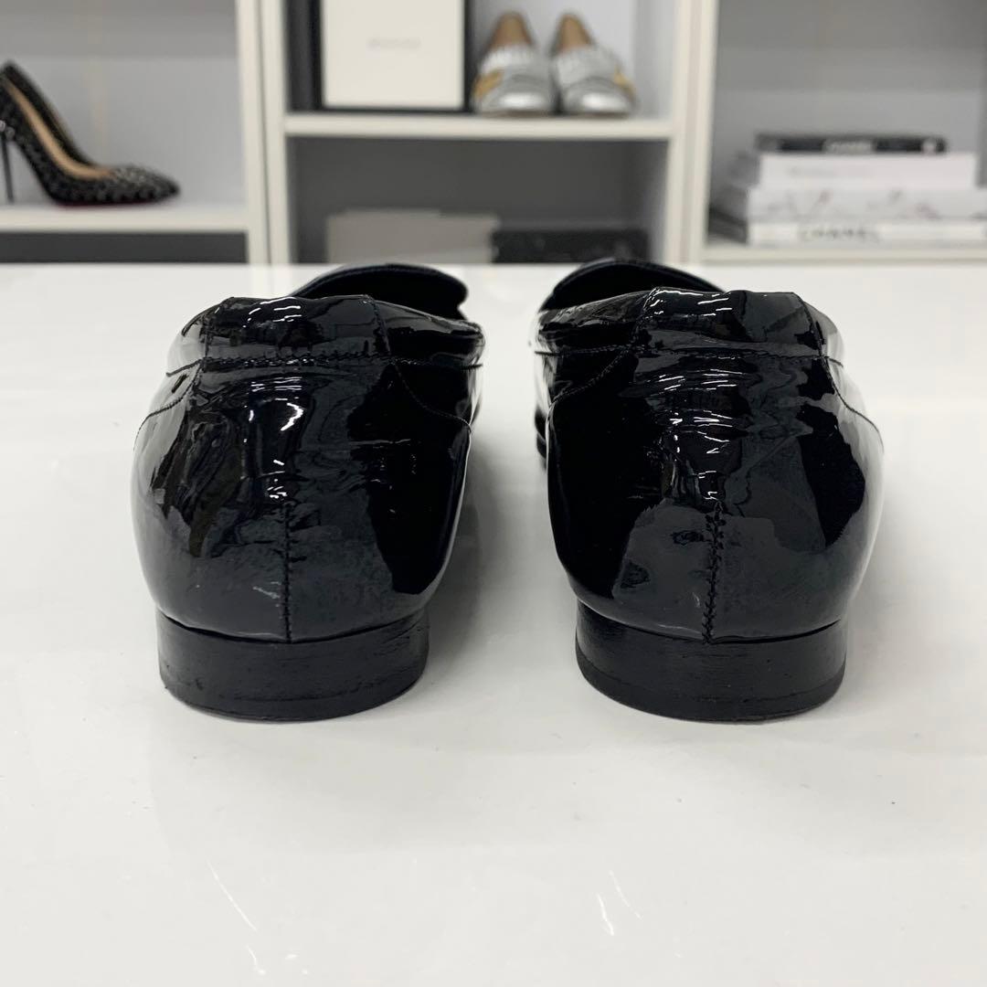 Chanel CC Logo Patent Loafers Black