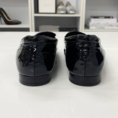 Chanel CC Logo Patent Loafers Black