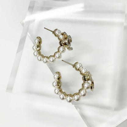 Chanel Earrings CC Logo N5 Pearl Rhinestone Hoop — view 2