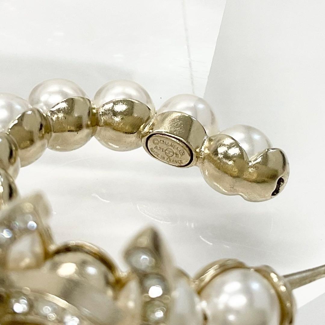 Chanel Earrings CC Logo N5 Pearl Rhinestone Hoop — view 5