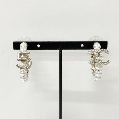Chanel Earrings CC Logo N5 Pearl Rhinestone Hoop — view 6