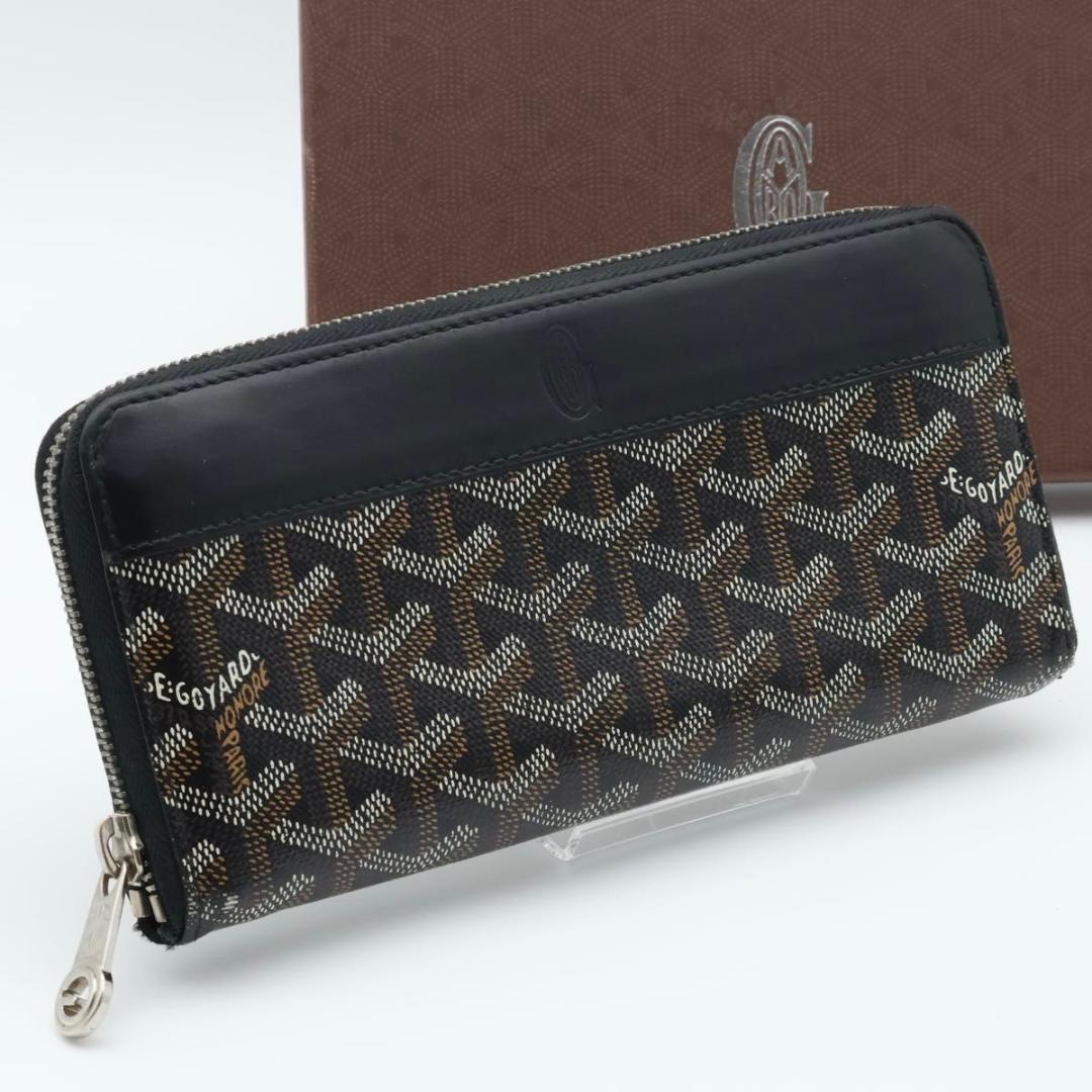 Goyard Matignon GM Black Wallet Herringbone